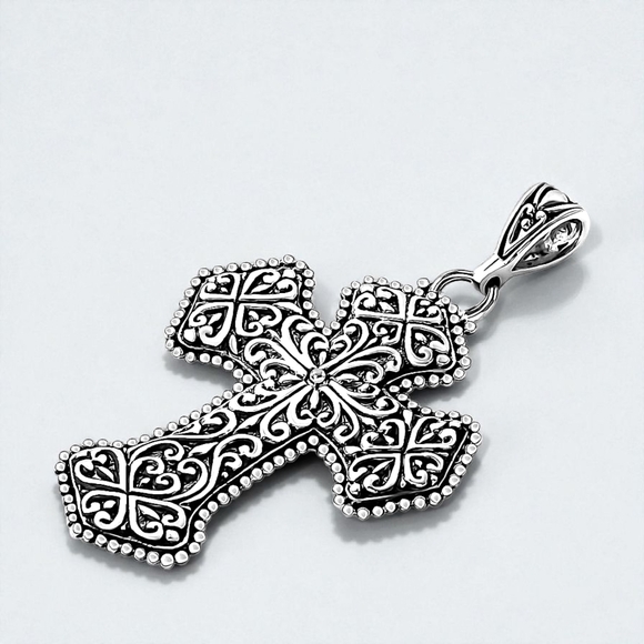 Handmade Sterling Silver Cross Pendant without Chain 5.74 Grams - Picture 2 of 4